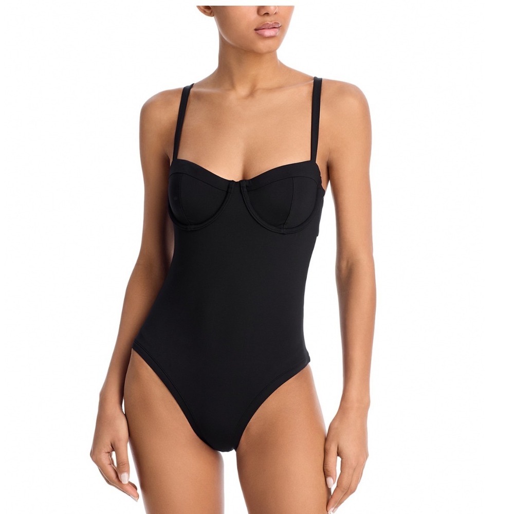 AQUA Underwire One Piece Swimsuit Black Sweetheart Neck Exclusive Size Large NEW